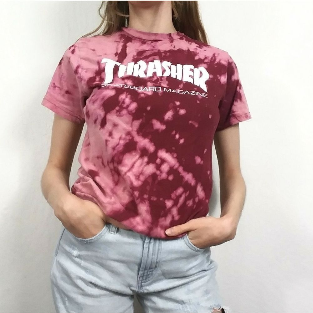 Thrasher Custom Bleach Dyed Maroon Tshirt